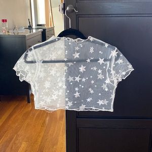 Sheer white stars crop top